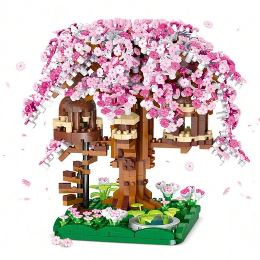 Pink Cherry Blossom Treehouse Bonsai Building Blocks Sets | High Quality Toys